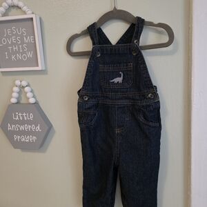Carter's Dark Blue Overalls with Dinosaur Patch